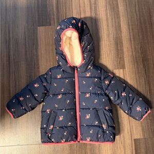 GAP Kids Navy Floral Puffer Jacket